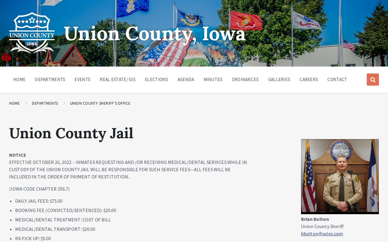 Union County arrest lookup and jail facts page
