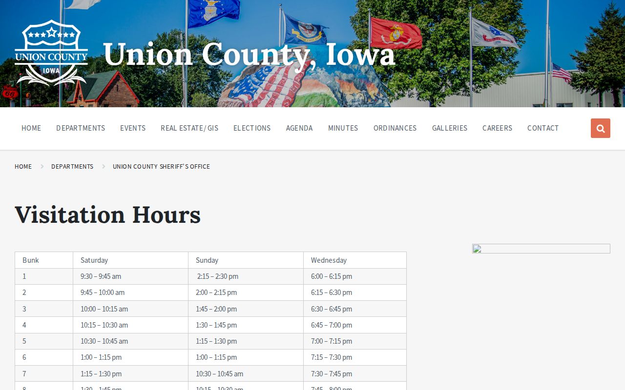 Union County jail visitation details tied to arrest custody records
