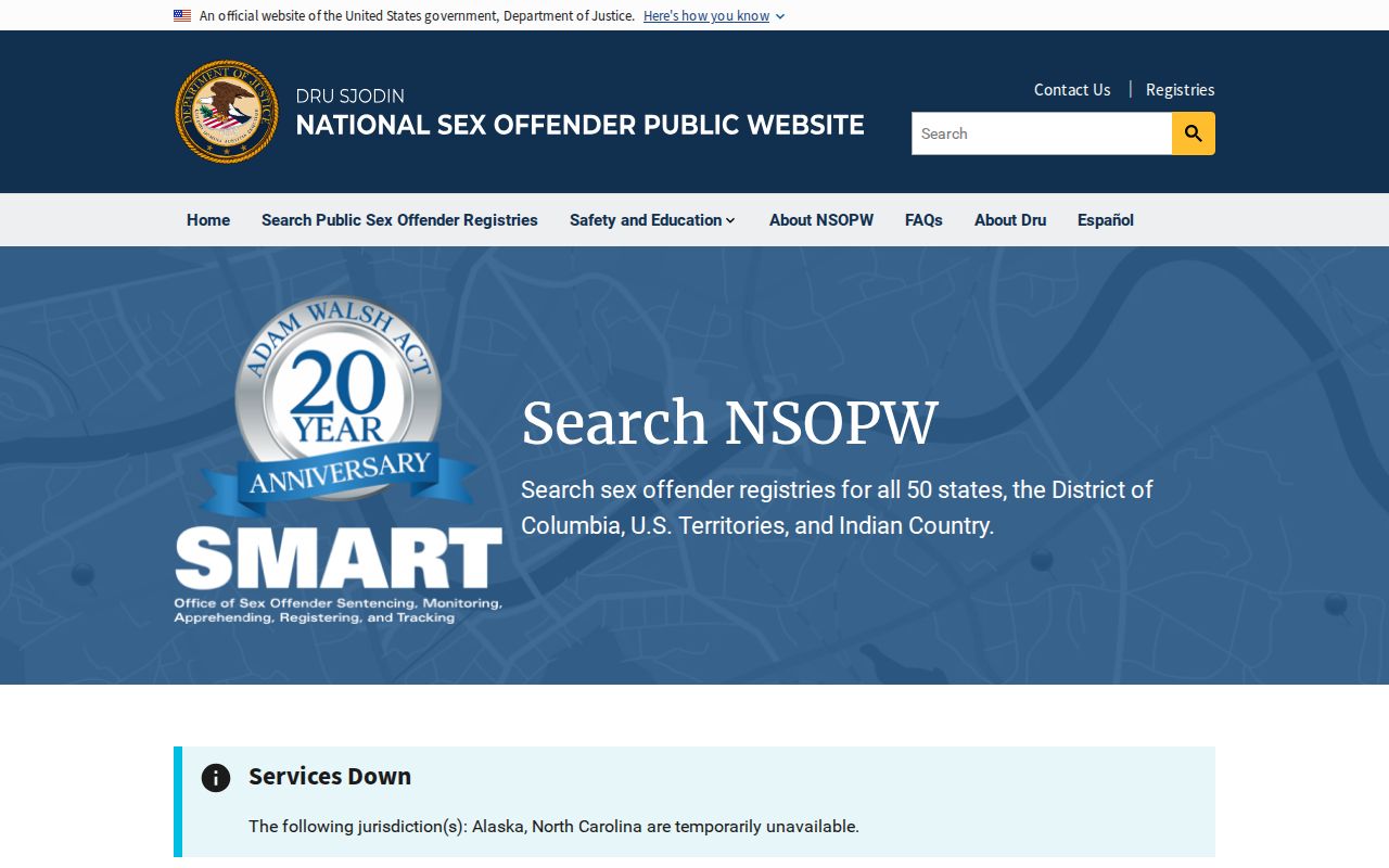 NSOPW national layer for a Union County sex offender registry search
