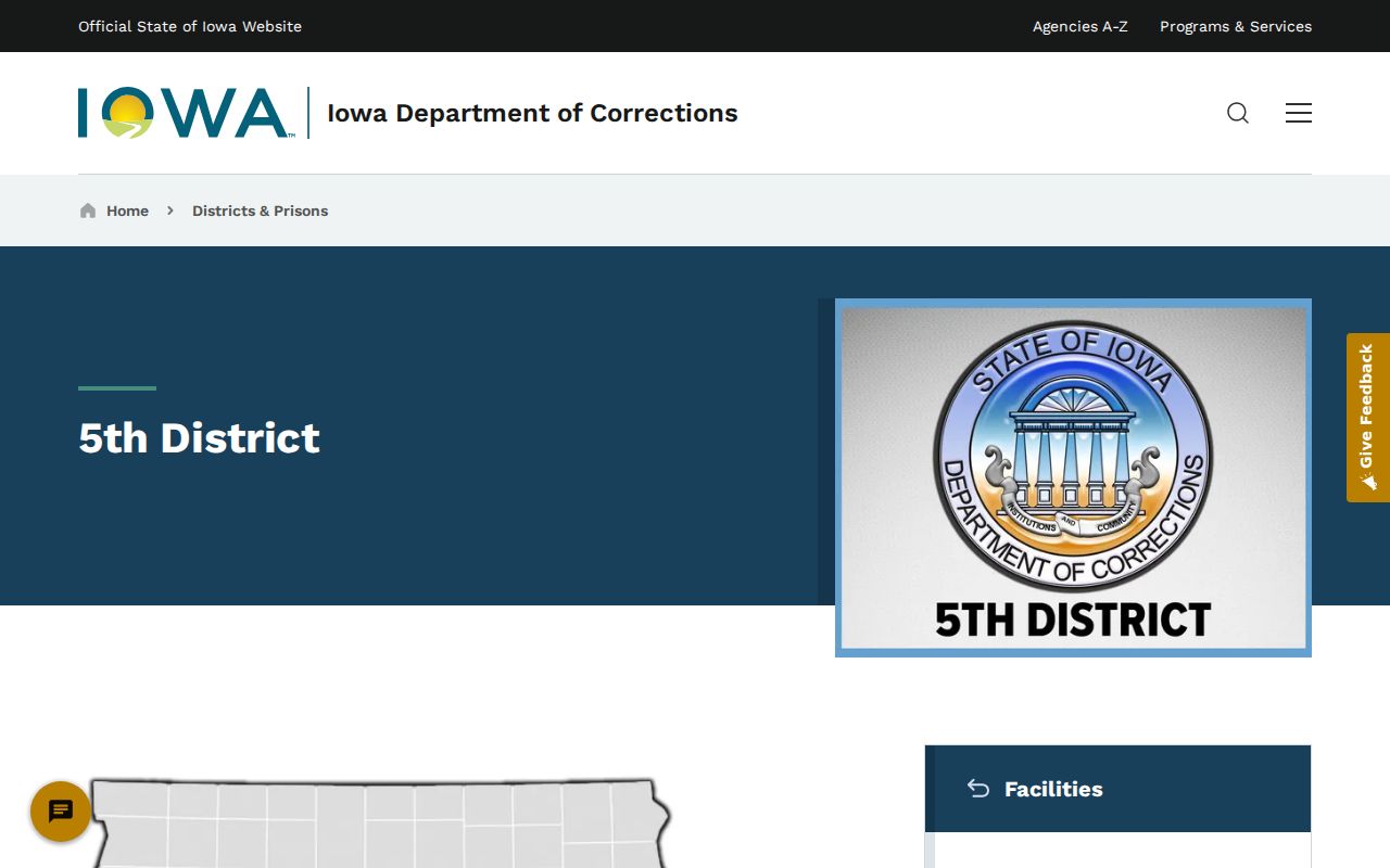 Iowa DOC Fifth Judicial District page serving Union County supervision cases